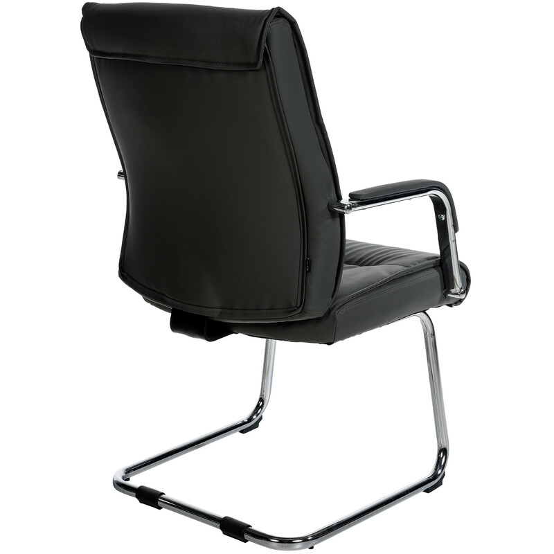 Elegant ergonomisk besöksstol med konstläder och metallram