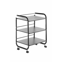 Vit medicinvagn med hjul och tre förvaringshyllor