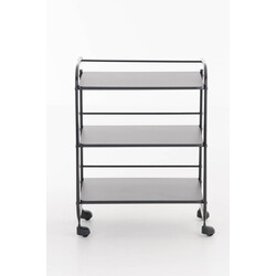 Vit medicinvagn med hjul och tre förvaringshyllor