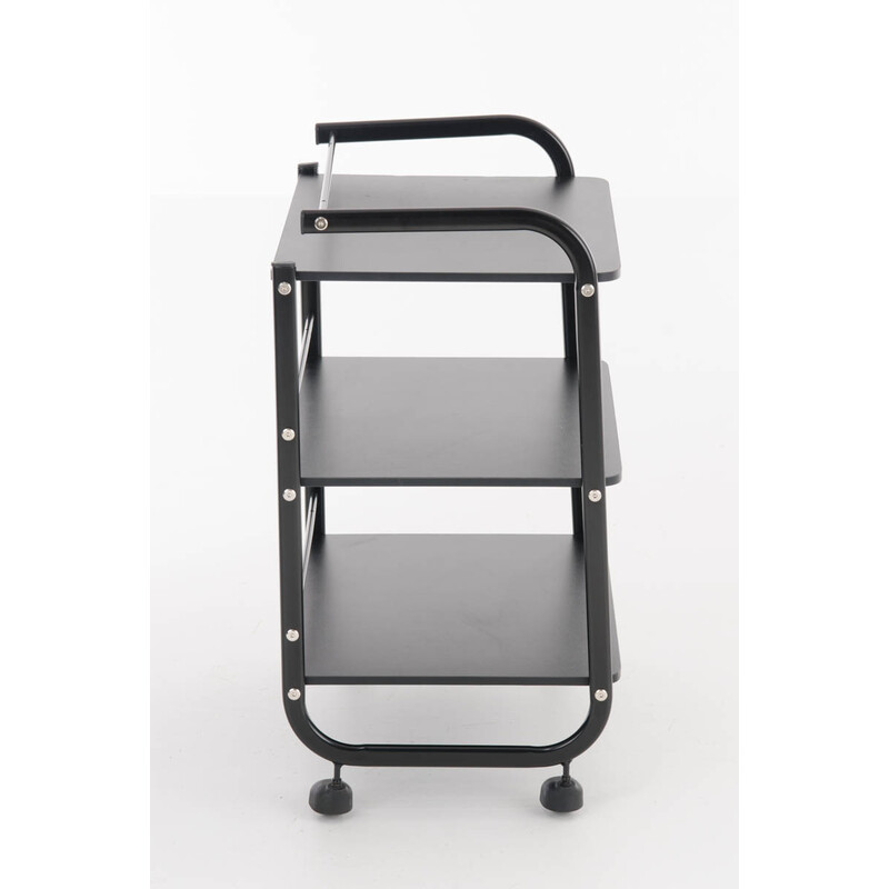 Vit medicinvagn med hjul och tre förvaringshyllor