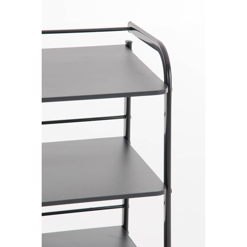 Vit medicinvagn med hjul och tre förvaringshyllor