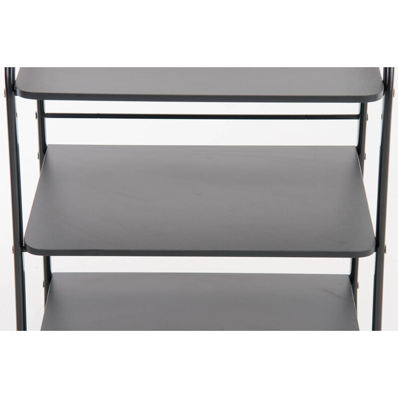 Vit medicinvagn med hjul och tre förvaringshyllor