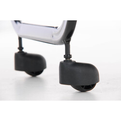 Vit medicinvagn med hjul och tre förvaringshyllor