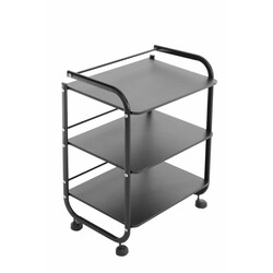 Vit medicinvagn med hjul och tre förvaringshyllor