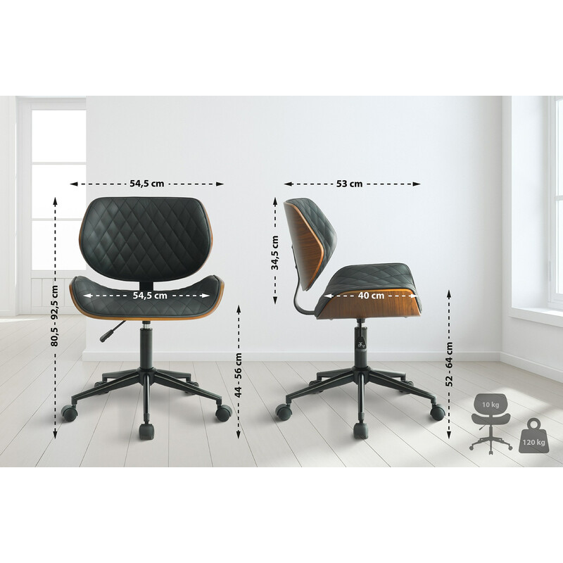 Ergonomisk kontorsstol i quiltat konstläder med justerbar höjd