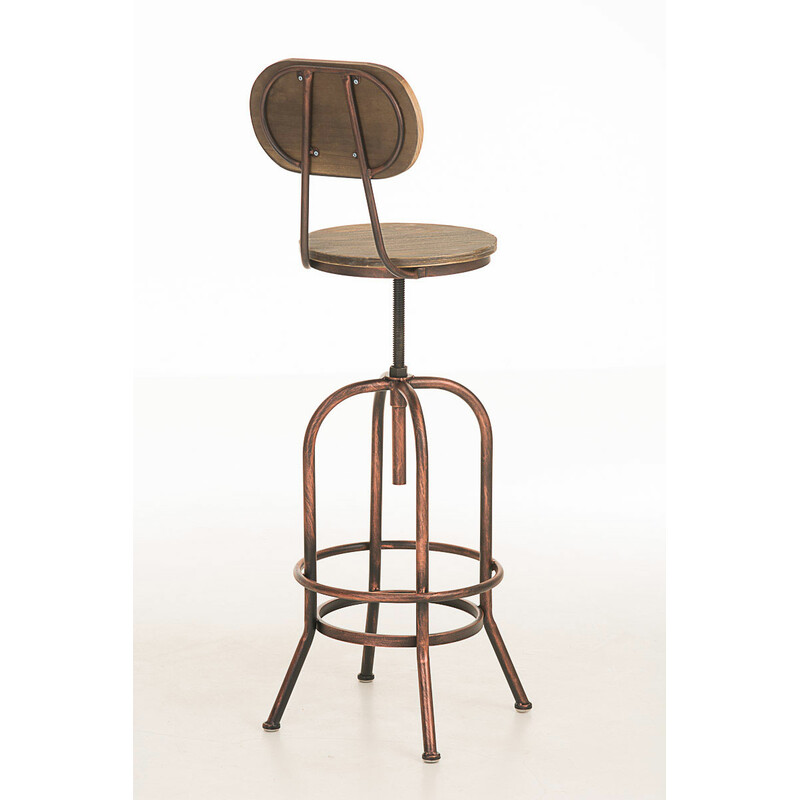 Justerbar barstol i trä och metall med ryggstöd