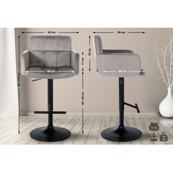 Elegant justerbar barstol i sammet med fotstöd