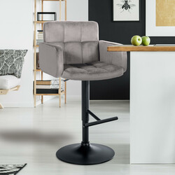 Elegant justerbar barstol i sammet med fotstöd