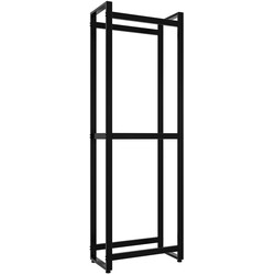 Elegant och funktionell vedställning i svart pulverlackerat stål