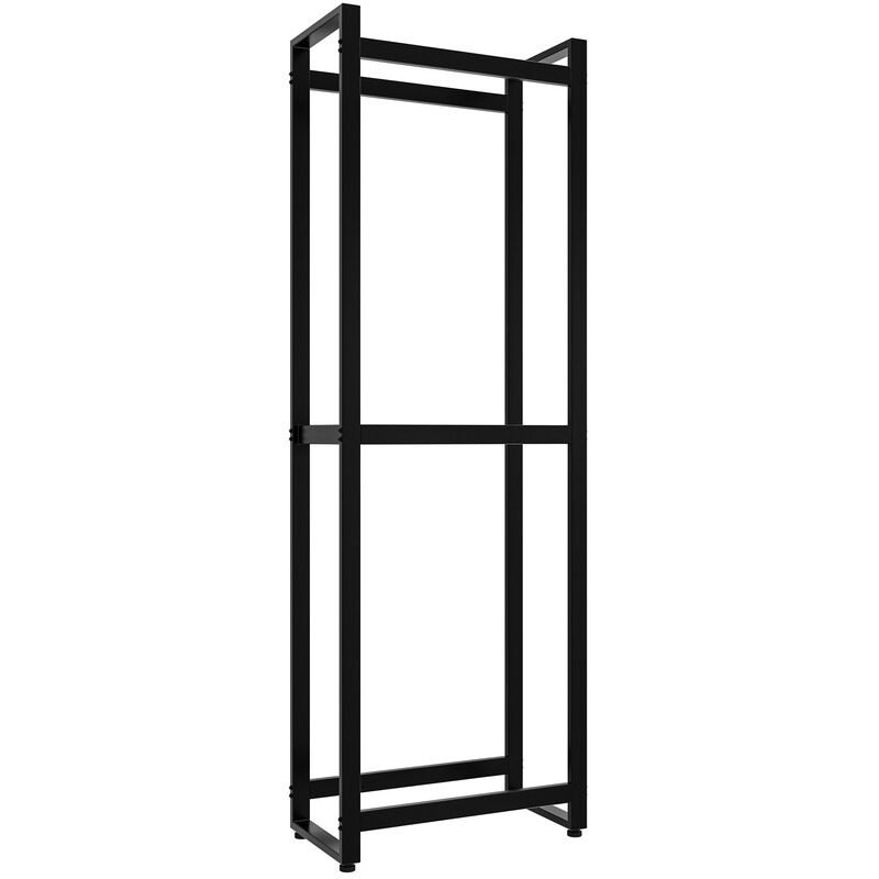 Elegant och funktionell vedställning i svart pulverlackerat stål