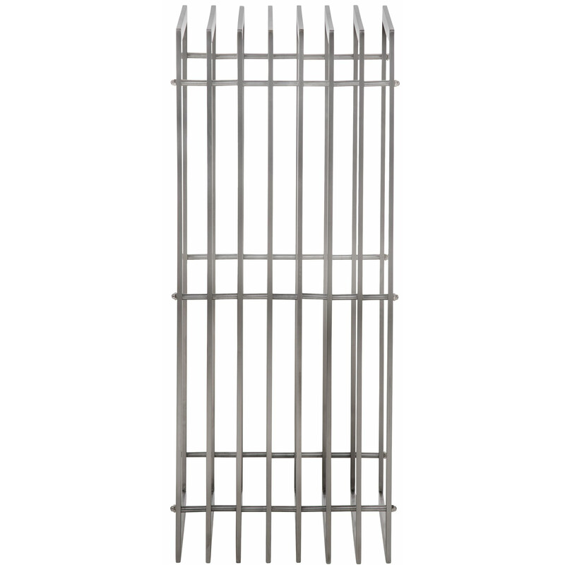 Handgjord vedställning i rostfritt stål med ribbad design