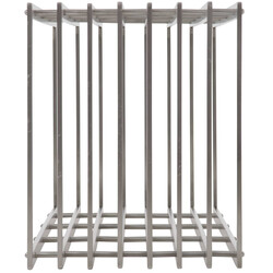 Handgjord vedställning i rostfritt stål med ribbad design