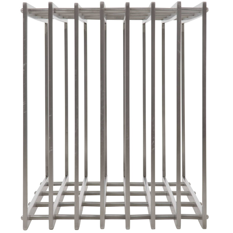 Handgjord vedställning i rostfritt stål med ribbad design