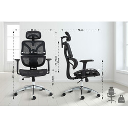 Ergonomisk arbetsstol med justerbart stöd och nätmaterial