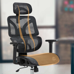 Ergonomisk arbetsstol med justerbart stöd och nätmaterial