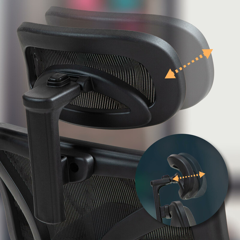 Ergonomisk arbetsstol med justerbart stöd och nätmaterial