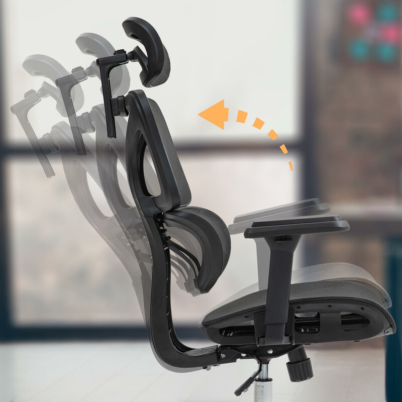 Ergonomisk arbetsstol med justerbart stöd och nätmaterial