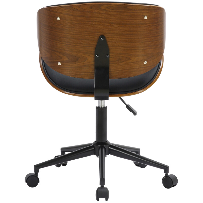 Ergonomisk kontorsstol i valnöt och svart konstläder