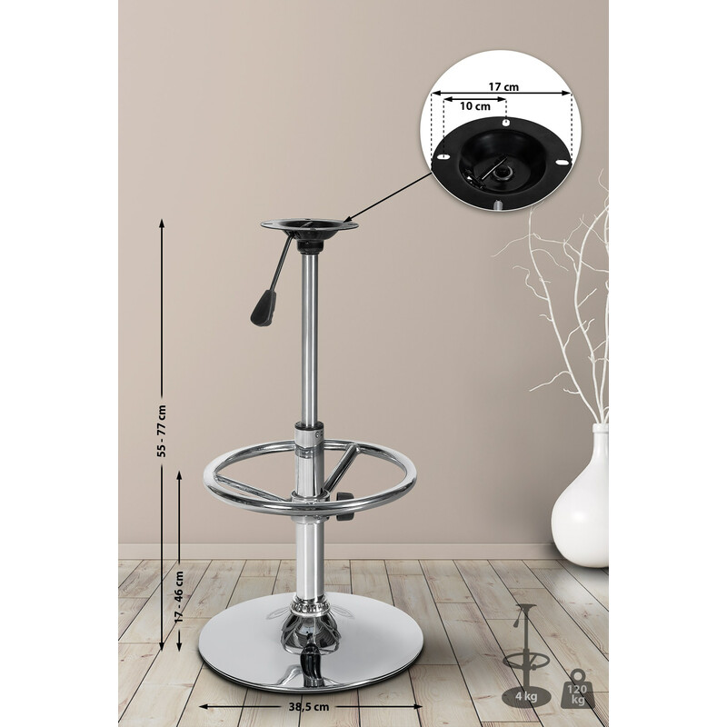 Kromfärgat höjdjusterbart metallstativ för barstol reservdelar