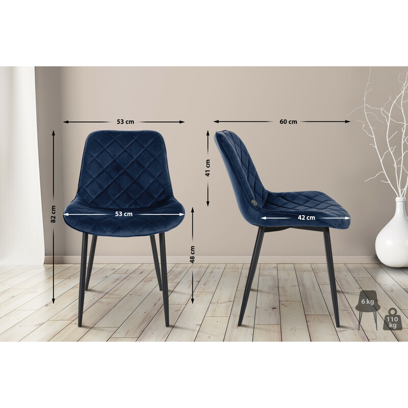 Elegant modern stol med quiltad stoppning och metallram