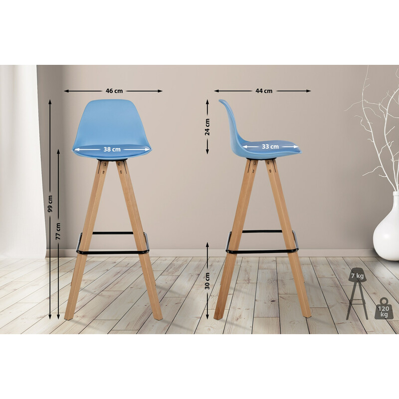 Elegant barstol i bok med vadderad sits och ryggstöd