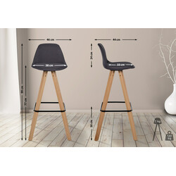 Modern barstol med tygklädsel och bokstomme