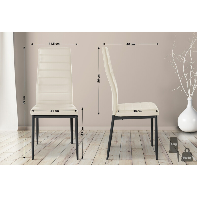 Eleganta matbordsstolar med hög rygg och metallben