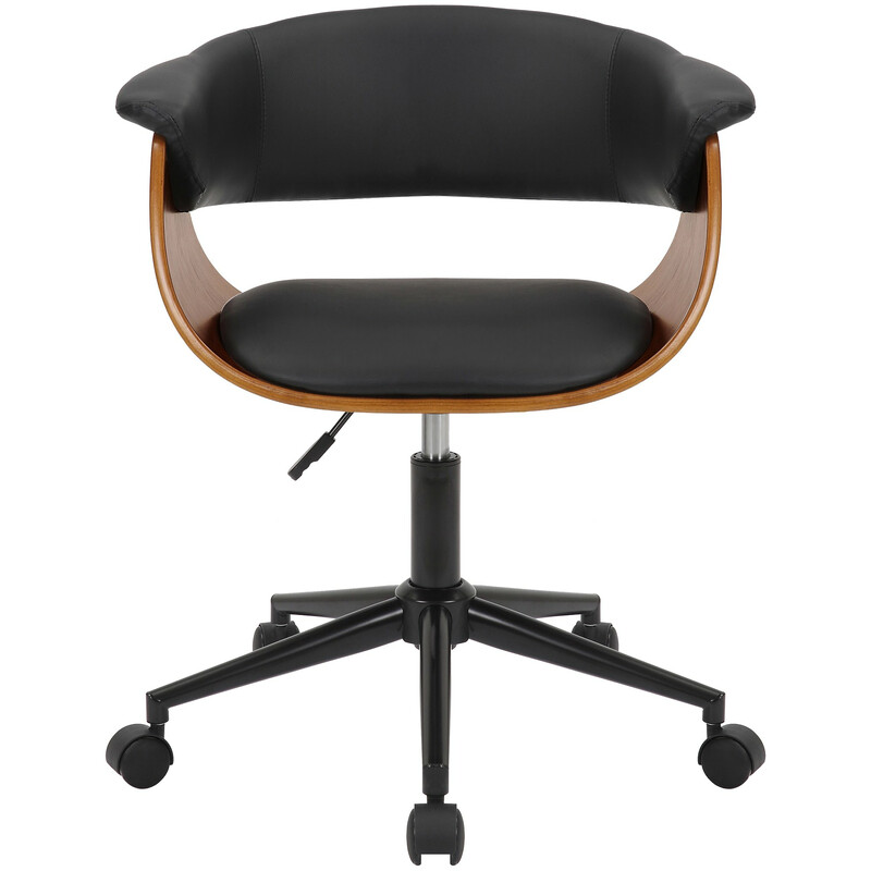 Ergonomisk kontorsstol i valnöt och konstläder, höjdjusterbar