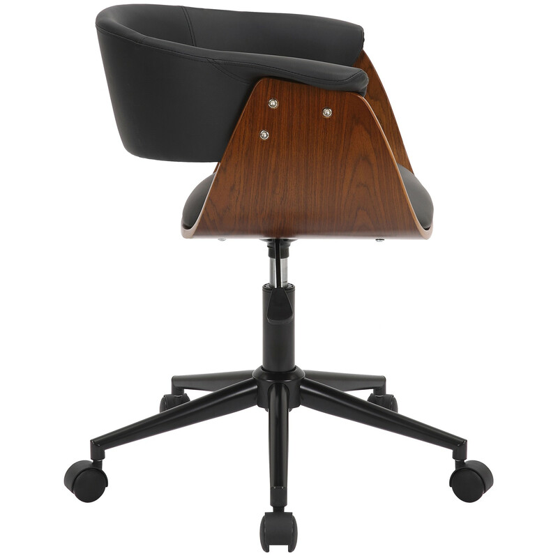 Ergonomisk kontorsstol i valnöt och konstläder, höjdjusterbar