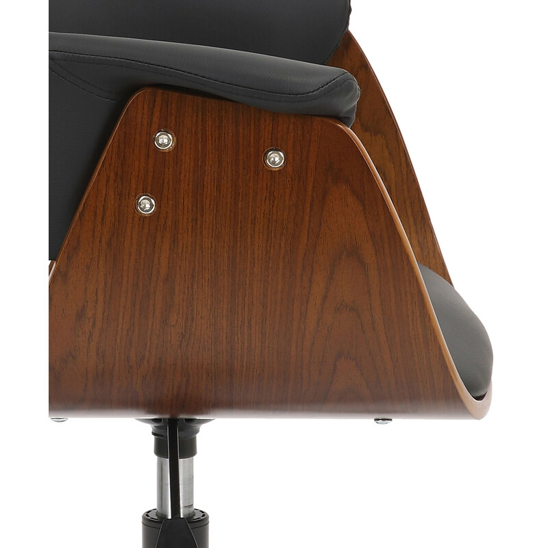 Ergonomisk kontorsstol i valnöt och konstläder, höjdjusterbar