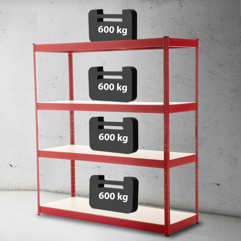 Robust hyllsystem för tung förvaring, justerbar och enkel montering
