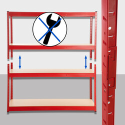 Robust hyllsystem för tung förvaring, justerbar och enkel montering