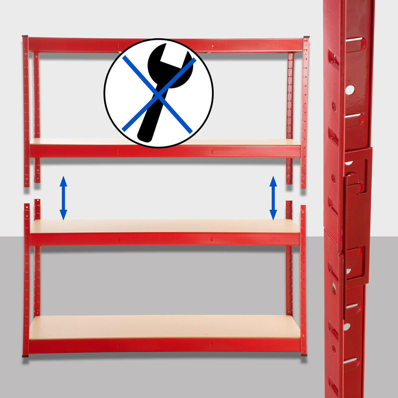 Robust hyllsystem för tung förvaring, justerbar och enkel montering
