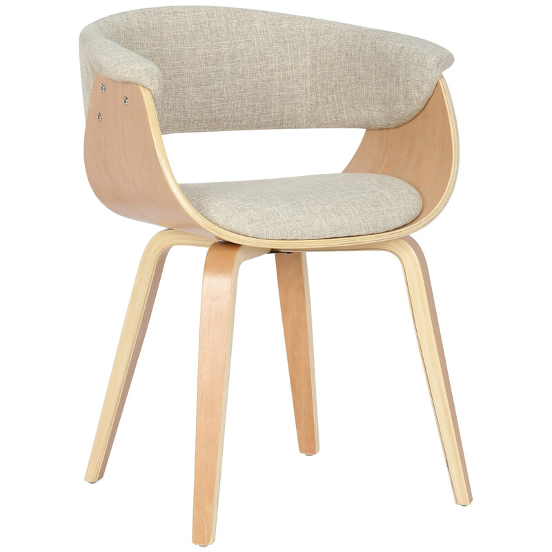 Elegant stoluppsättning i böjt trä med tygklädsel