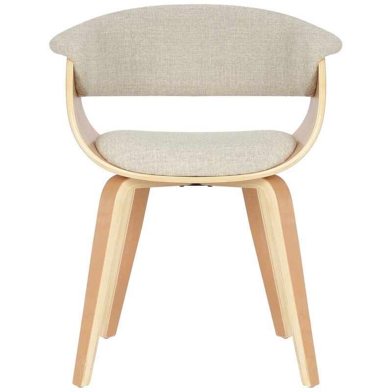 Elegant stoluppsättning i böjt trä med tygklädsel