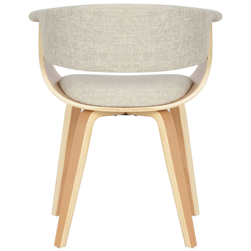 Elegant stoluppsättning i böjt trä med tygklädsel