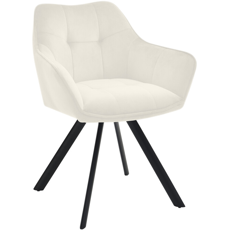 Elegant svängbar matstol med quiltat ryggstöd och metallram