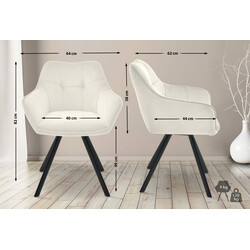 Elegant svängbar matstol med quiltat ryggstöd och metallram