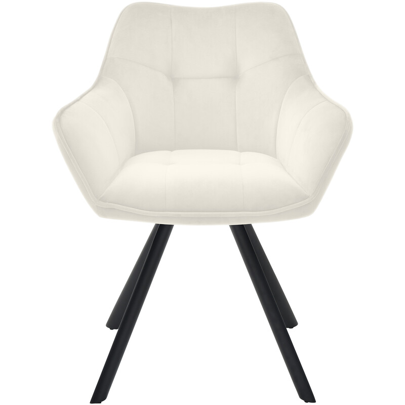 Elegant svängbar matstol med quiltat ryggstöd och metallram