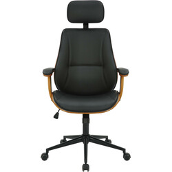 Elegant ergonomisk kontorsstol i konstläder med trärygg