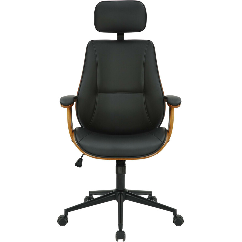 Elegant ergonomisk kontorsstol i konstläder med trärygg