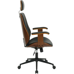 Elegant ergonomisk kontorsstol i konstläder med trärygg