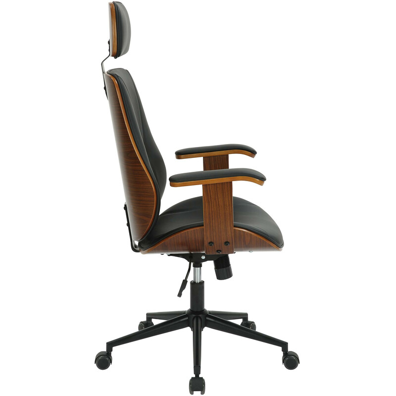 Elegant ergonomisk kontorsstol i konstläder med trärygg