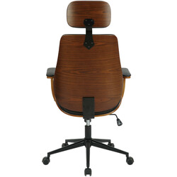 Elegant ergonomisk kontorsstol i konstläder med trärygg