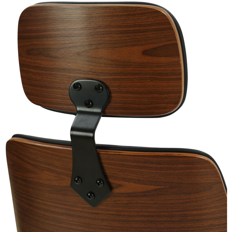 Elegant ergonomisk kontorsstol i konstläder med trärygg