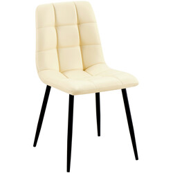 Elegant matstol i konstläder med stabil metallstomme