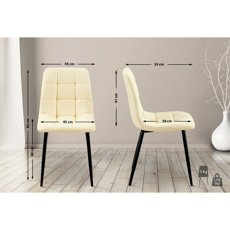 Elegant matstol i konstläder med stabil metallstomme