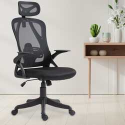 Ergonomisk kontorsstol med justerbart nackstöd och svankstöd