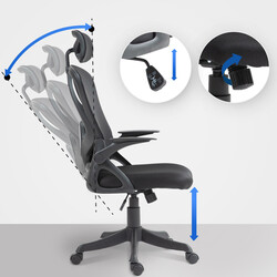 Ergonomisk kontorsstol med justerbart nackstöd och svankstöd