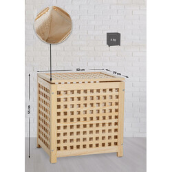 Stilfull tvättkorg i trä med avtagbar tvättpåse